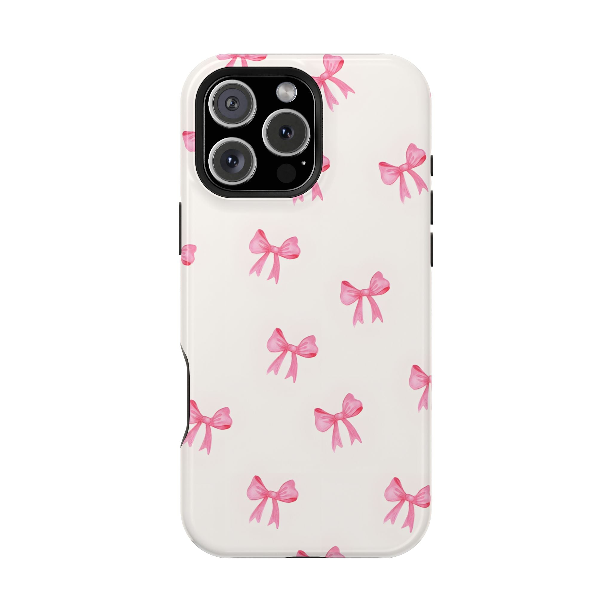 Chic Pink Bow Tough Phone Case - Durable Stylish Protection for Fashion Lovers