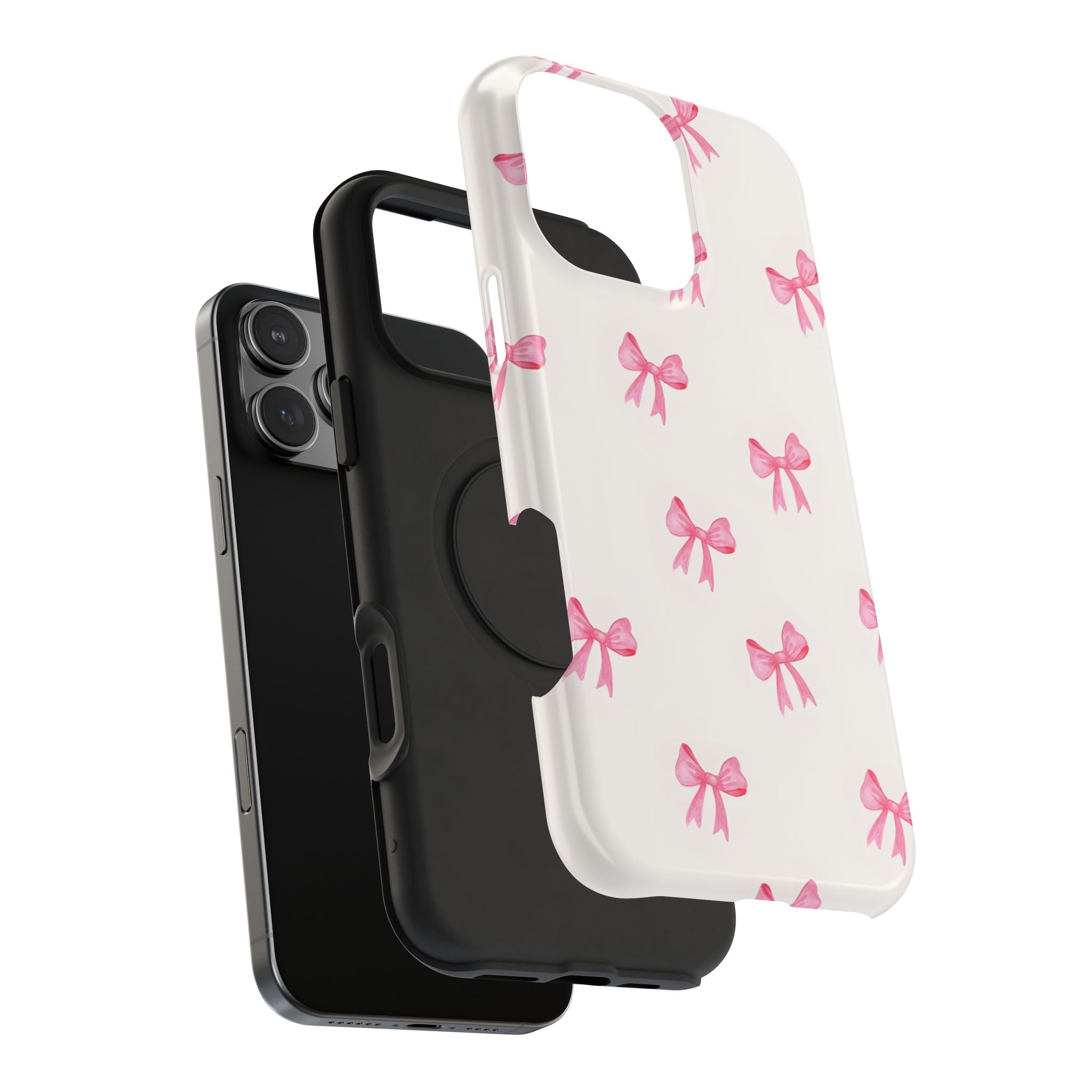 Chic Pink Bow Tough Phone Case - Durable Stylish Protection for Fashion Lovers