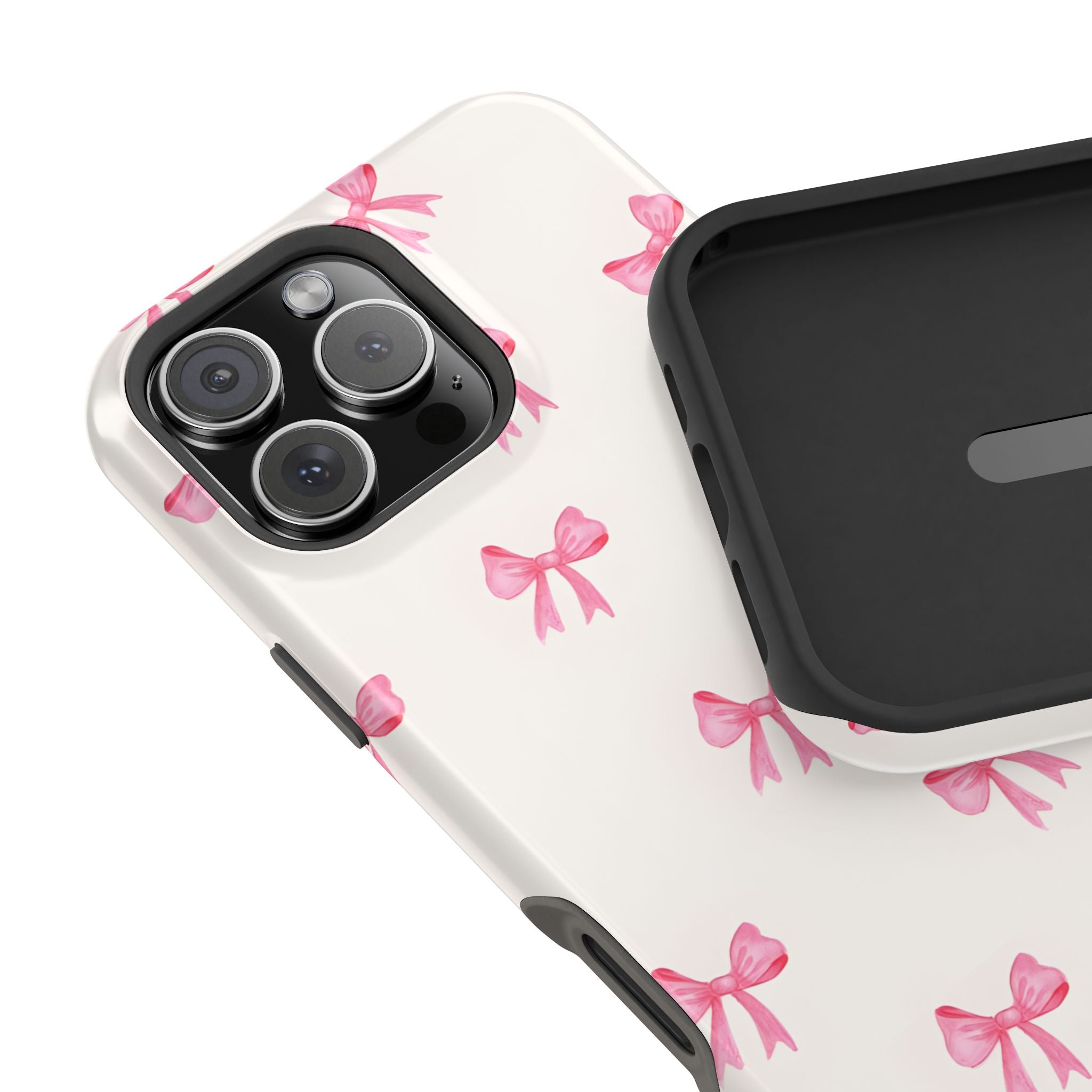 Chic Pink Bow Tough Phone Case - Durable Stylish Protection for Fashion Lovers