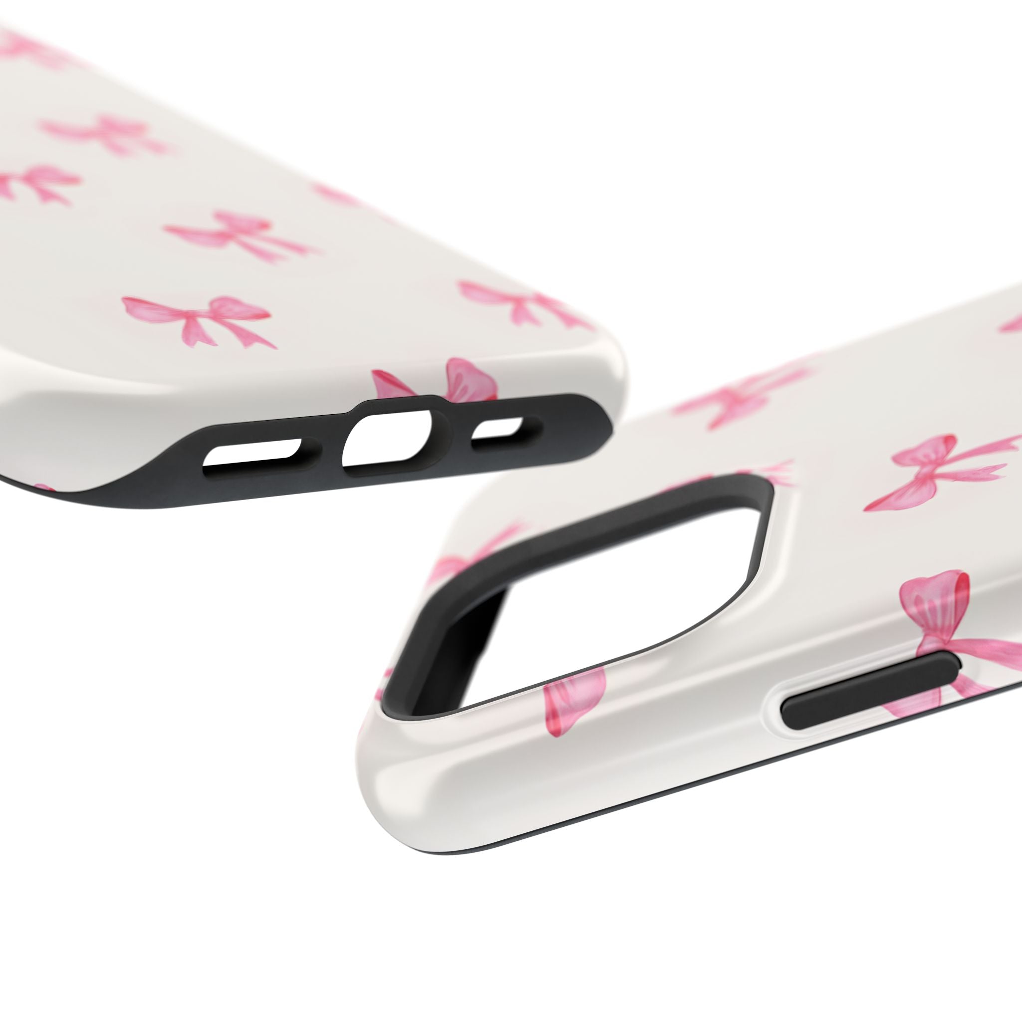Chic Pink Bow Tough Phone Case - Durable Stylish Protection for Fashion Lovers