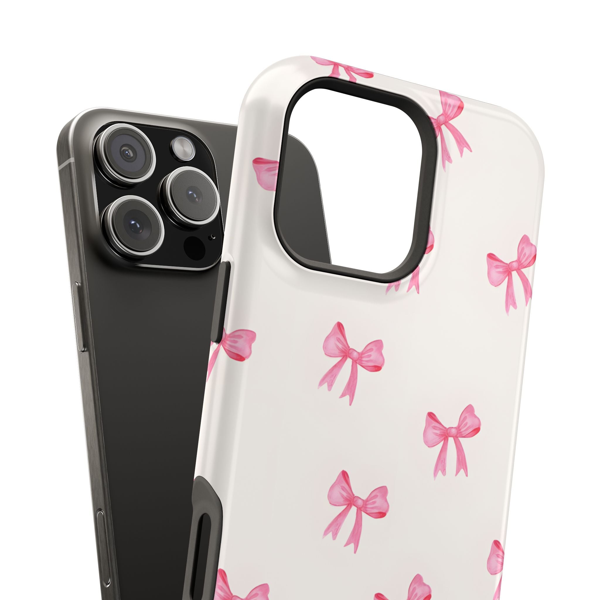 Chic Pink Bow Tough Phone Case - Durable Stylish Protection for Fashion Lovers