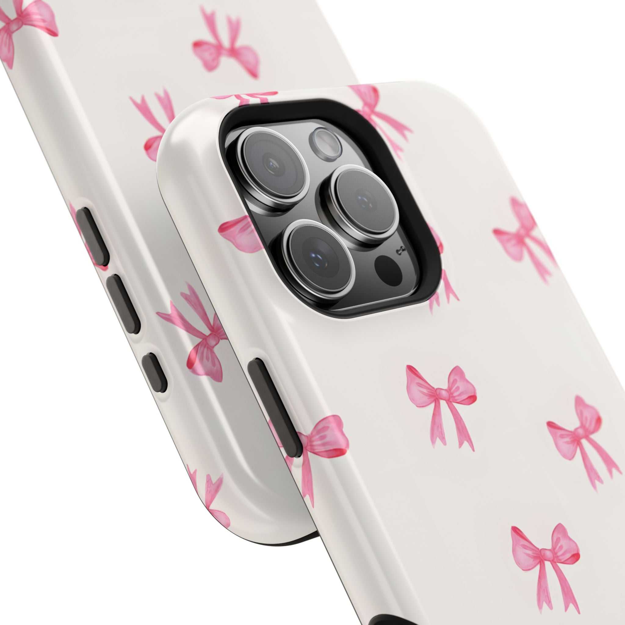 Chic Pink Bow Tough Phone Case - Durable Stylish Protection for Fashion Lovers